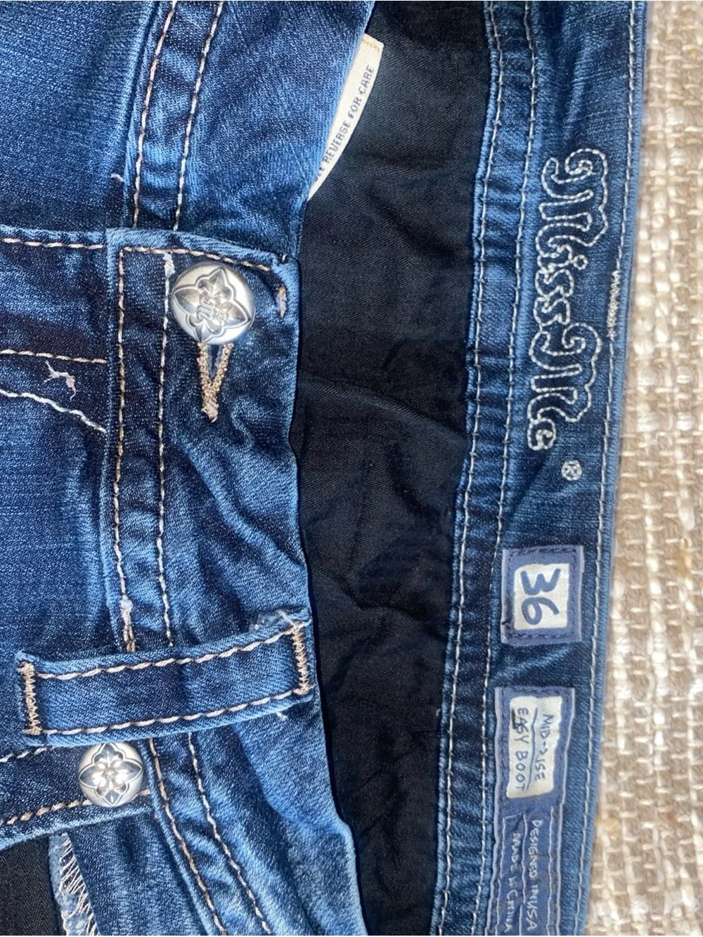 Miss Me Blue Embroidered Boyfriend Jeans